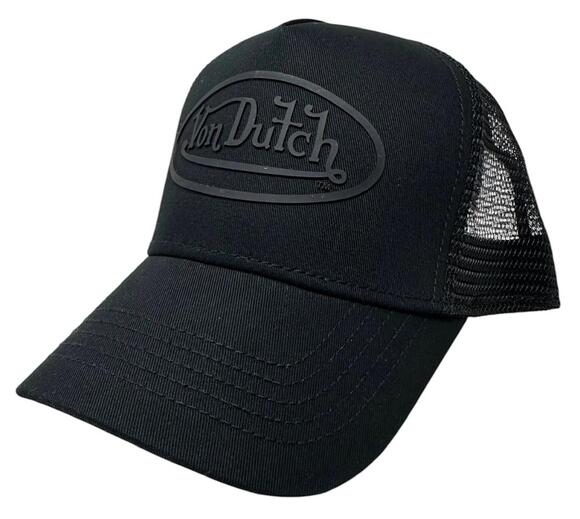 Von Dutch Other - Von Dutch Trucker Hat Black Solid Raised Rubber Oval Logo Snapback Cap